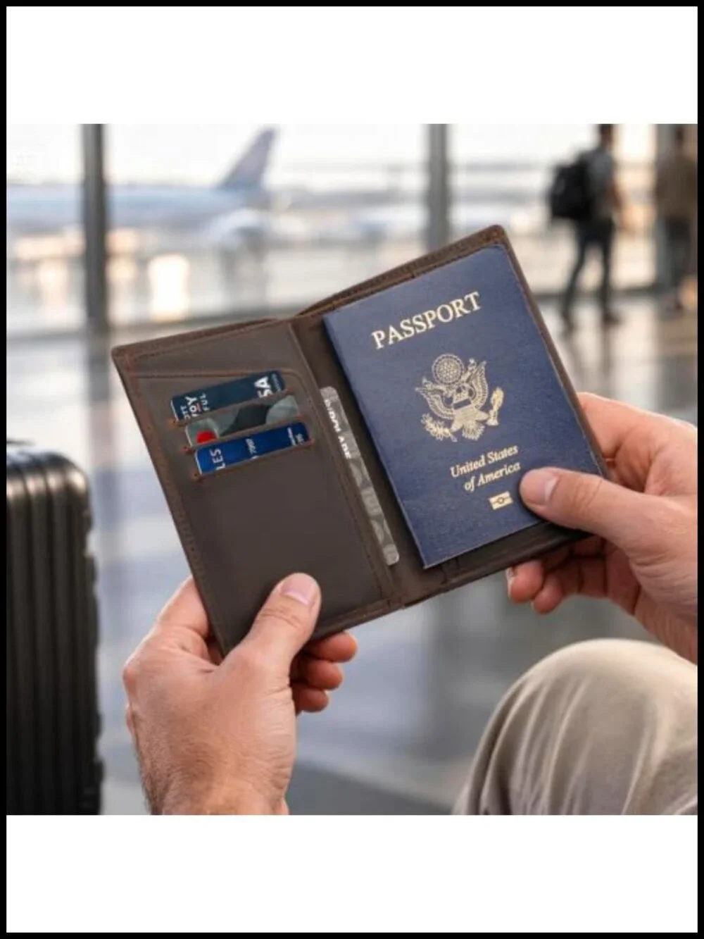 RFID Blocking Leather Passport Holder Travel Wallet Bifold Slim